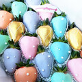 20pcs Pastel Rainbow x Gold Chocolate Strawberries Gift Box (6 colors)